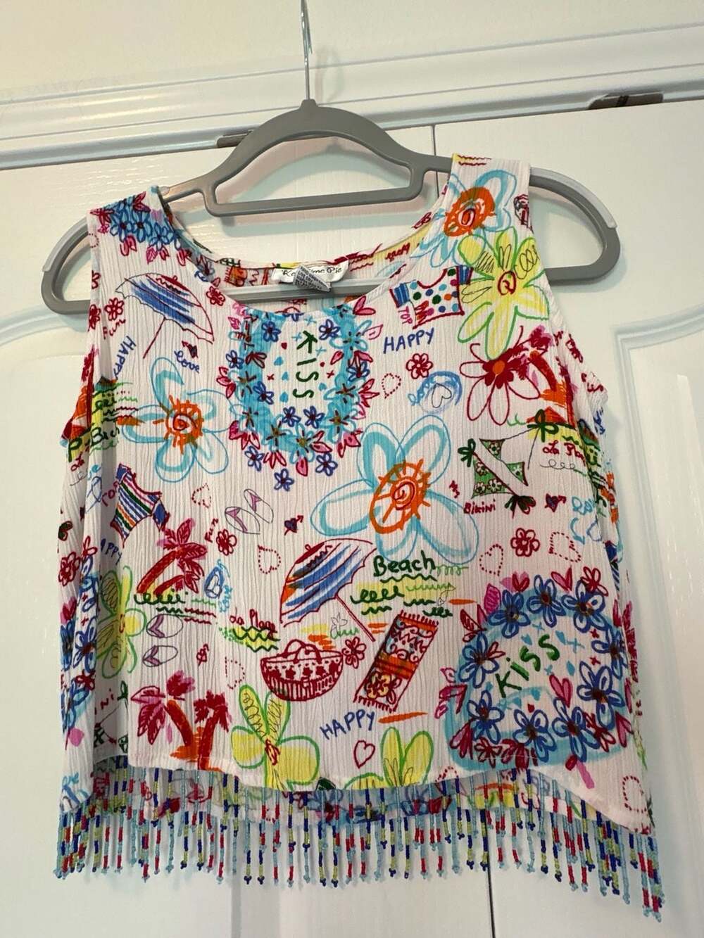 Key Lime Pie 2-Piece Beach Doodle Print Tank Top and Pants Set